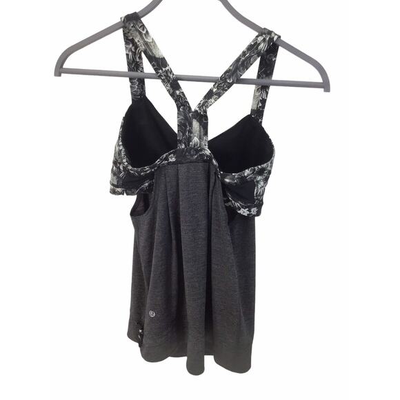 Lululemon Tank Top Attached Sports Bra Gray Black Women’s Size 6 - Picture 4 of 10